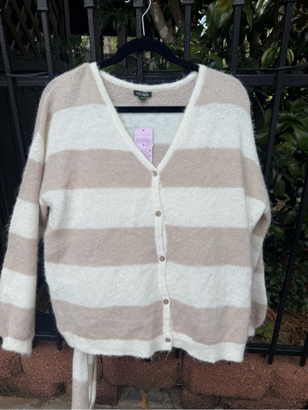 Wild Fable Striped Cardigan Attached Scarf NWT Size S